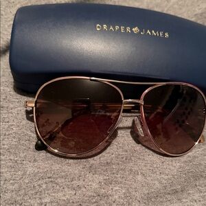 Draper James Rose Gold Aviator Sunglasses with Dark Lenses